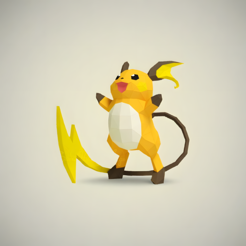 Raichu-lowpoly3d-three-dimensional-paper-cutting