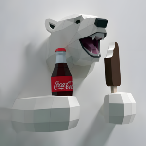 Polar bear 3D wall decoration wall hanging paper art model