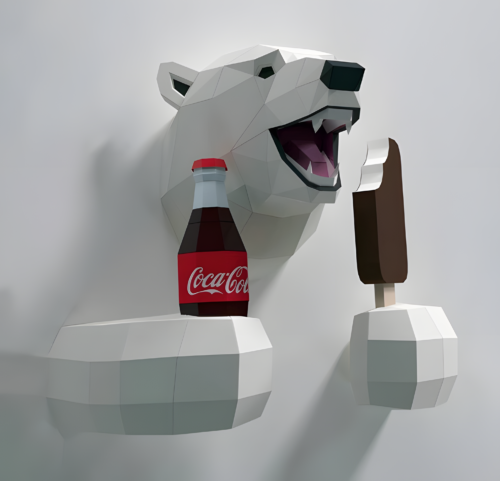 Polar bear 3D wall decoration wall hanging paper art model