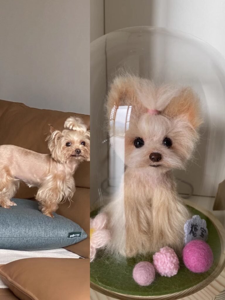 Customized wool felt doll model of pet puppy